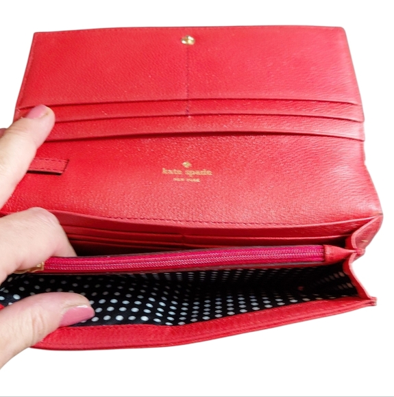 Kate Spade Convertable Red Bow  Wallet Women's Red Leather Wristlet - Picture 2 of 9